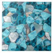 Blauaqua gemstone abstract cells fliese (Vorderseite)