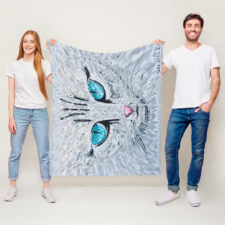 Blaüäugige Fluffige Katze Fleecedecke