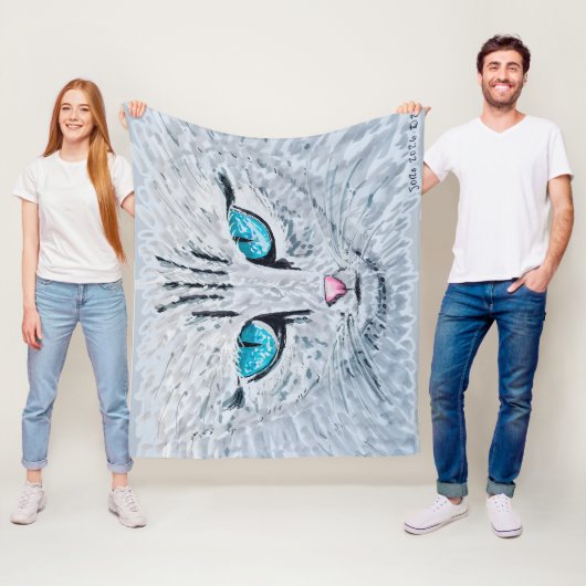 Blaüäugige Fluffige Katze Fleecedecke (Beispiel)