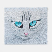 Blaüäugige Fluffige Katze Fleecedecke (Vorderseite (Horizontal))