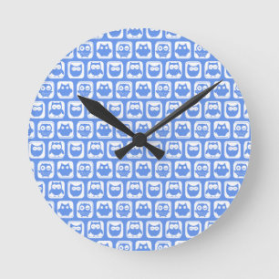 Blauäulenmuster Runde Wanduhr