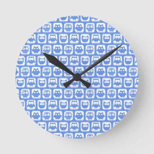 Blauäulenmuster Runde Wanduhr (Vorderseite)