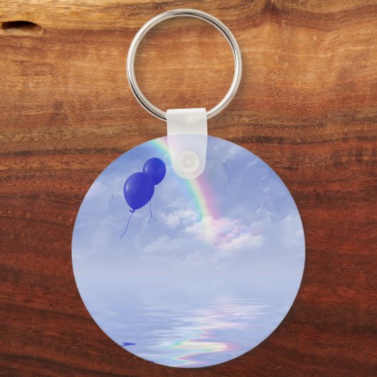 Blauballons im Regenbogen Schlüsselanhänger (Vorderseite)