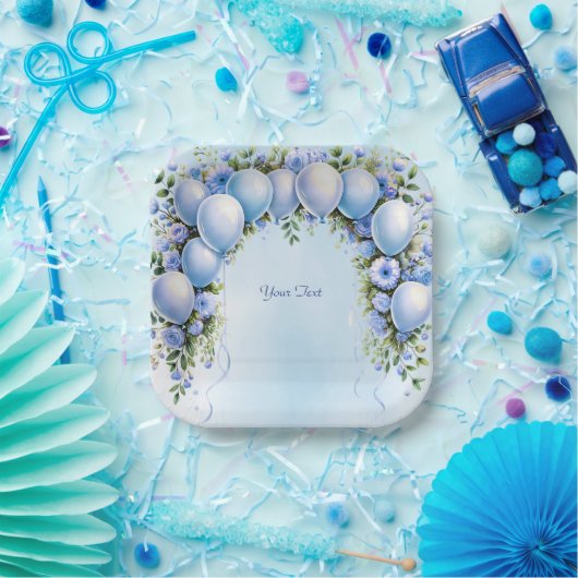 Blauballons Papierplatte Pappteller (Party)