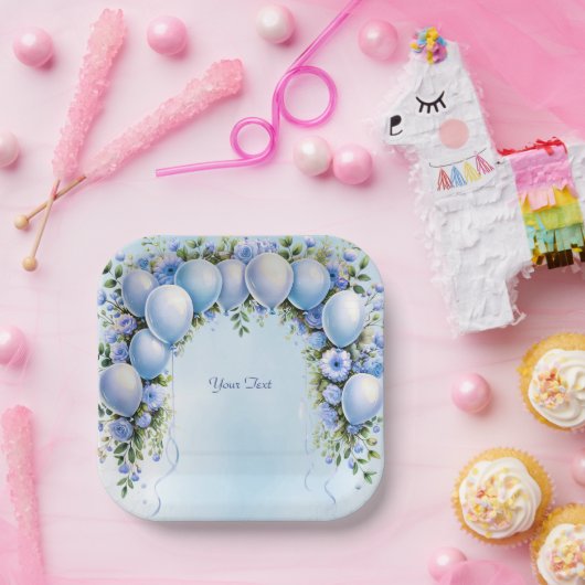 Blauballons Papierplatte Pappteller (Party)