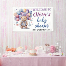 Blauballons Teddybär Babydusche