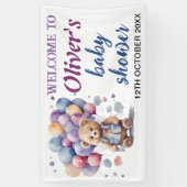 Blauballons Teddybär Babydusche Banner (Vertikal)
