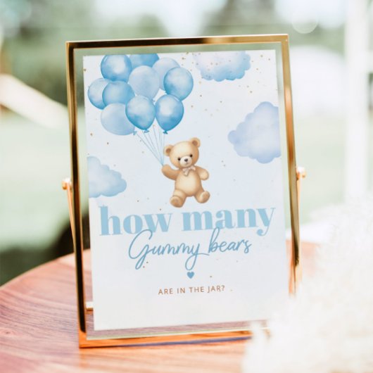 Blauballons Wie viele Gummibären im Glas Poster