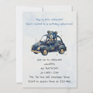 Blaubär-Wasserfarb-Teddybär-Geburtstag Einladung