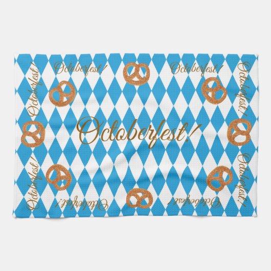 Blaubayerische Oktoberfest-Pretzels Geschirrtuch (Horizontal)