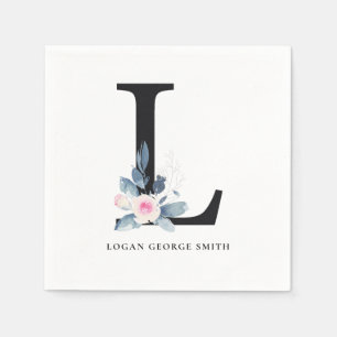 BLAUBBLAU, WEISSER BLUTTERALPHABETS LETTER L SERVIETTE