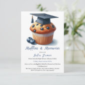 Blaubeer-Abschluss-Cupcake-Brunch-Feier Einladung (Stehend Vorderseite)