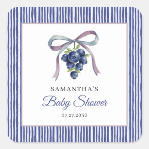 Blaubeer-Aquarell-Geschlechtsneutrale Babyparty Quadratischer Aufkleber
