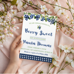 Blaubeer-Baby-Party 'Berry Sweet' Einladung