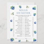 Blaubeer-Baby-Party "Würde sie eher"-Spielkarte Einladung (Vorderseite)