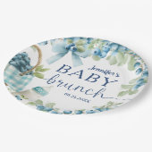 Blaubeer-Baby-Shower-Brunch-Bögen und Flaschen Jun Pappteller (Schrägansicht)