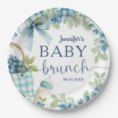 Blaubeer-Baby-Shower-Brunch-Bögen und Flaschen Jun Pappteller (Vorderseite)