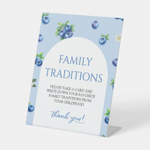 Blaubeer-Baby-Shower Familientraditionen Spiel Sockelschild