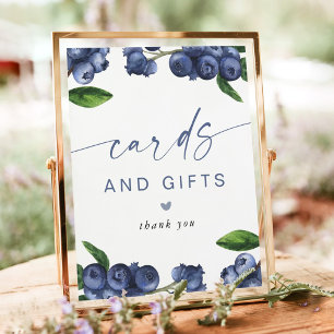 Blaubeer-Baby-Shower-Karten und Geschenke Schild