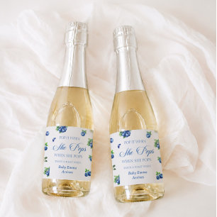 Blaubeer-Baby-Shower-Pop es, wenn sie platzt Schaumweinetikett