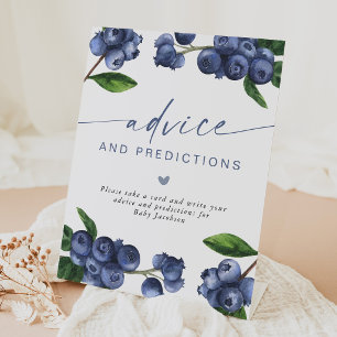 Blaubeer-Baby-Shower-Ratschläge und Vorhersagen Sockelschild