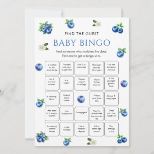 Blaubeer-Baby-Shower-Spiel: Finde den Gast Bingo  Einladung