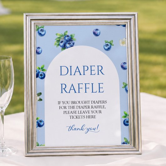 Blaubeer-Baby-Shower-Windel-Raffle Poster