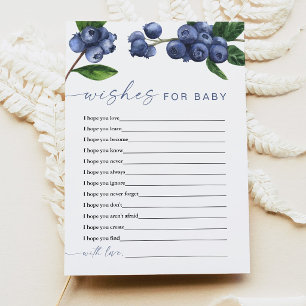 Blaubeer-Baby-Shower-Wünsche für Baby-Spielkarte Einladung