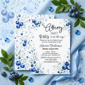 Blaubeer-Baby süßer Junge Baby-Party  Einladung