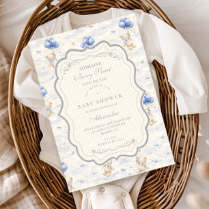 Blaubeer-Ballon-Teddy-Toile-Baby-Party Einladung
