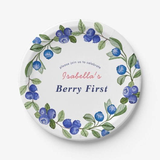 Blaubeer-Beeren-süße Babyparty Pappteller (Vorderseite)