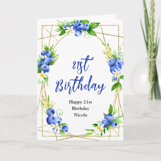 Blaubeer-Blumen-Geburtstag Karte (Vorderseite)
