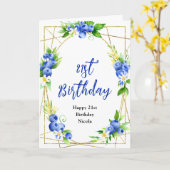 Blaubeer-Blumen-Geburtstag Karte (Gelbe Blume)