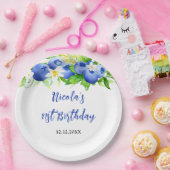 Blaubeer-Blumen-Geburtstag Pappteller (Party)