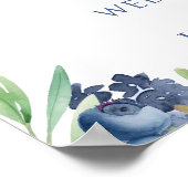 Blaubeer-Blumen-Hochzeitsprogramm QR-Code Poster (Ecke)