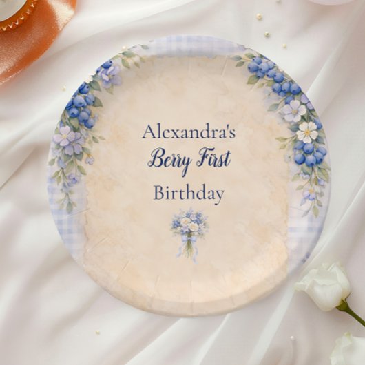 Blaubeer-Blumen-Märchenbuch-Erstgeburtstag Pappteller