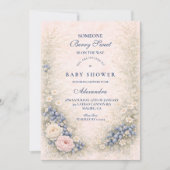 Blaubeer-Botanik-Rahmen-Baby-Party Einladung (Vorderseite)