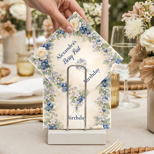 Blaubeer Botanisch 1. Geburtstag Serviette