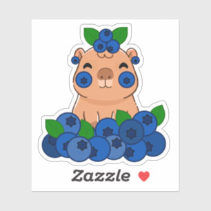 Blaubeer Capybara Kawaii - Süße Früchte Tier Ästhe Aufkleber