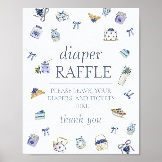 Blaubeer-Dessert-Aquarell-Windel-Raffle Poster (Vorne)