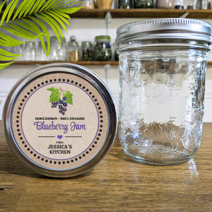 Blaubeer-Einmachglas-Etikett im Kraftpapier-Stil Runder Aufkleber