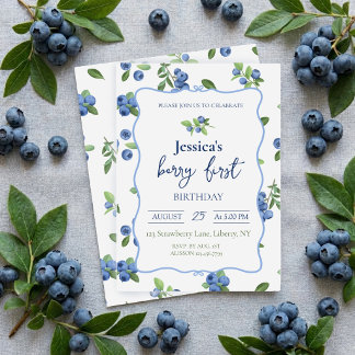 Blaubeer Erster Geburtstag Einladung