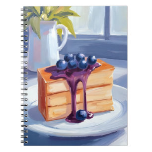 Blaubeer-Gebäck-Dessert-Torte-Wasserfarbe Notizblock
