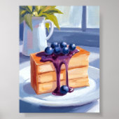 Blaubeer-Gebäck-Dessert-Torte-Wasserfarbe Poster (Vorne)