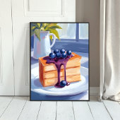 Blaubeer-Gebäck-Dessert-Torte-Wasserfarbe Poster