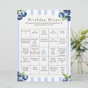 Blaubeer Geburtstags-Gästesuche-Bingo-Spielkarte Feiertagskarte