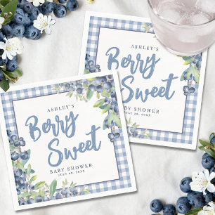 Blaubeer-Gingham-Beeren-süße Babyparty Serviette