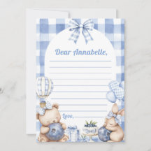 Blaubeer-Gingham-Zeitkapsel-Notiz Nachricht