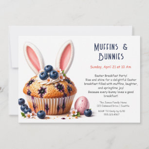 Blaubeer-Hasen-Muffin-Osterfrühstücksfeier  Einladung