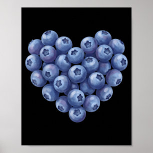 Blaubeer Herz Erwachsene Männer Frauen Kinder Blau Poster